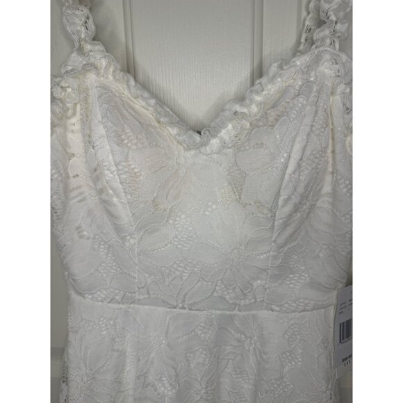 City Vibe Ivory Lace Sleeveless Mini Dress With Floral Pattern Size 1 Adjustable - Picture 7 of 9